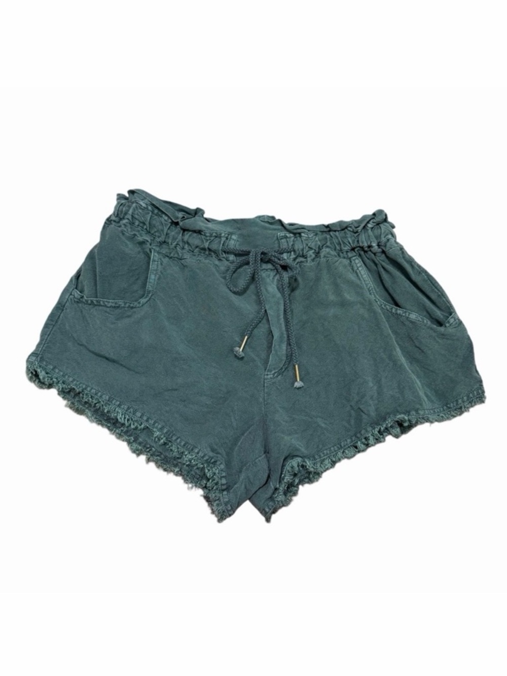 Young Fabulous & Broke (YFB) Women's Green Linen Blend Paperbag Shorts‎ | Small